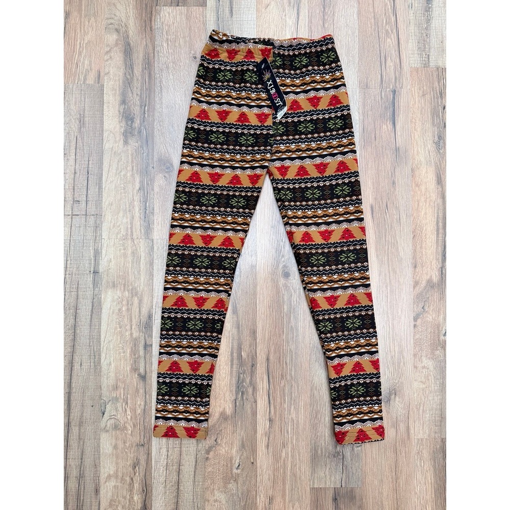 XJ Boost Fleece Lined Leggings‎ L/XL Winter Thermal Aztec Print Stretch Pants